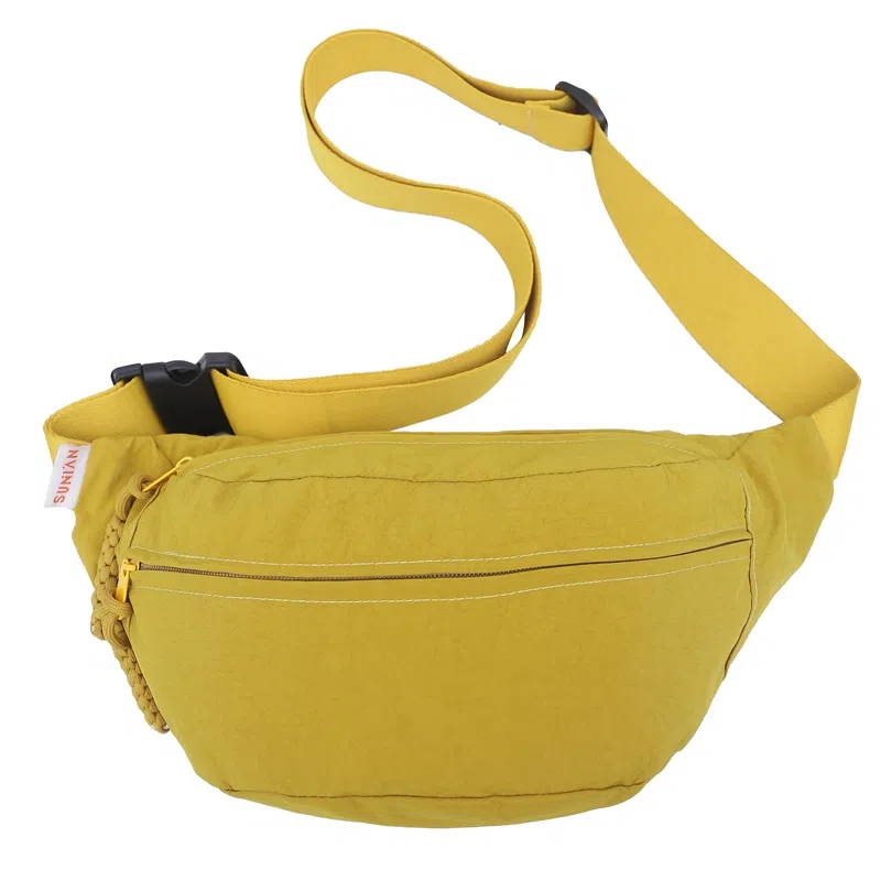 普乐威 日系轻便简约百搭百搭休闲运动骑行通勤 尼龙 胸包 男女同款情侣款 米白色/黑色/黄色/绿色/蓝色