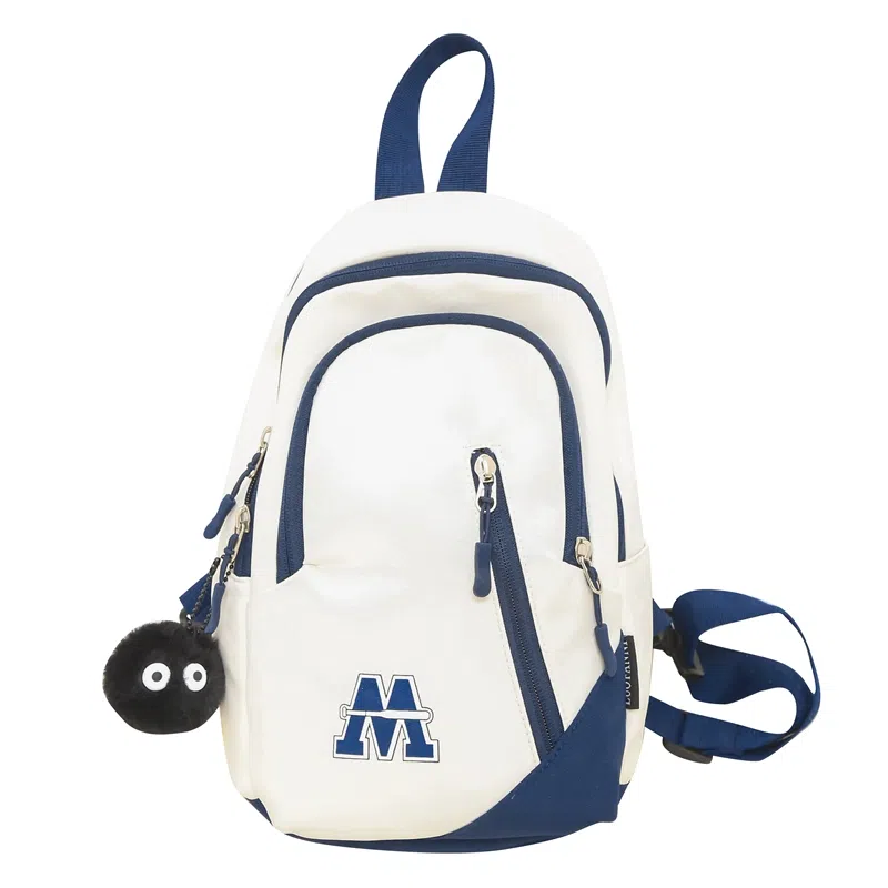 普乐威 时尚简约百搭运动学生个性潮流实用 尼龙 胸包 男女同款情侣款 白蓝红/白红色/黑色/蓝色