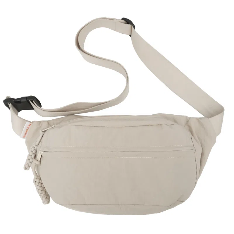 普乐威 日系轻便简约百搭百搭休闲运动骑行通勤 尼龙 胸包 男女同款情侣款 米白色/黑色/黄色/绿色/蓝色