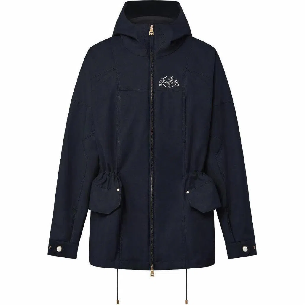 Louis Vuitton SS24 Logo Embroidered Parka Blue