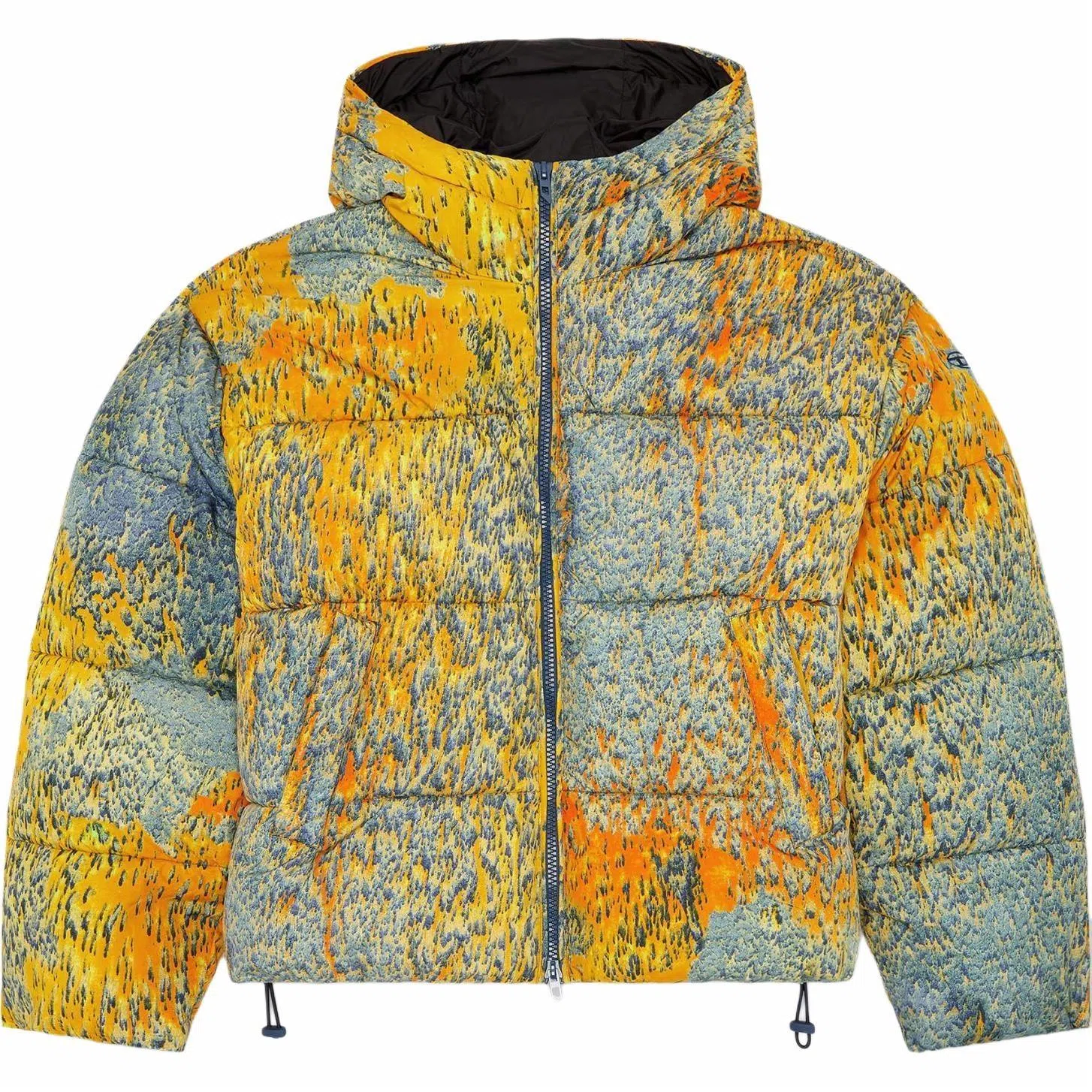 DIESEL FW24 Raindrop Print Zip Hoodie Down Jacket