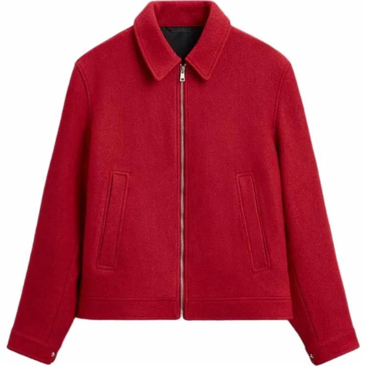 ZARA Loose Fit Zip Collar Jacket Red