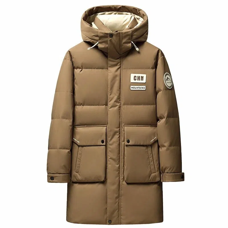 鸭鸭 时尚百搭中长款纯色长袖羽绒服 男女同款