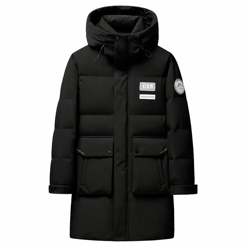 鸭鸭 时尚百搭中长款纯色长袖羽绒服 男女同款