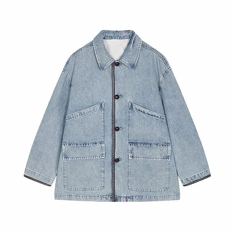 速写 纯色简约宽松日常夹克外套 男款 牛仔藏青