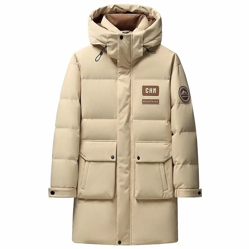 鸭鸭 时尚百搭中长款纯色长袖羽绒服 男女同款