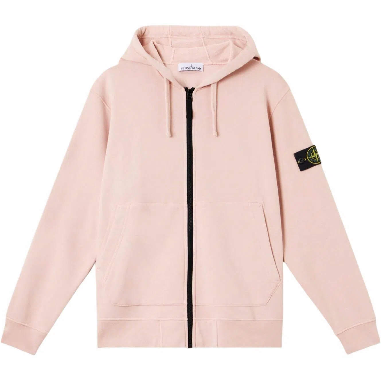 Stone Island Badge Zip Hoodie Pink