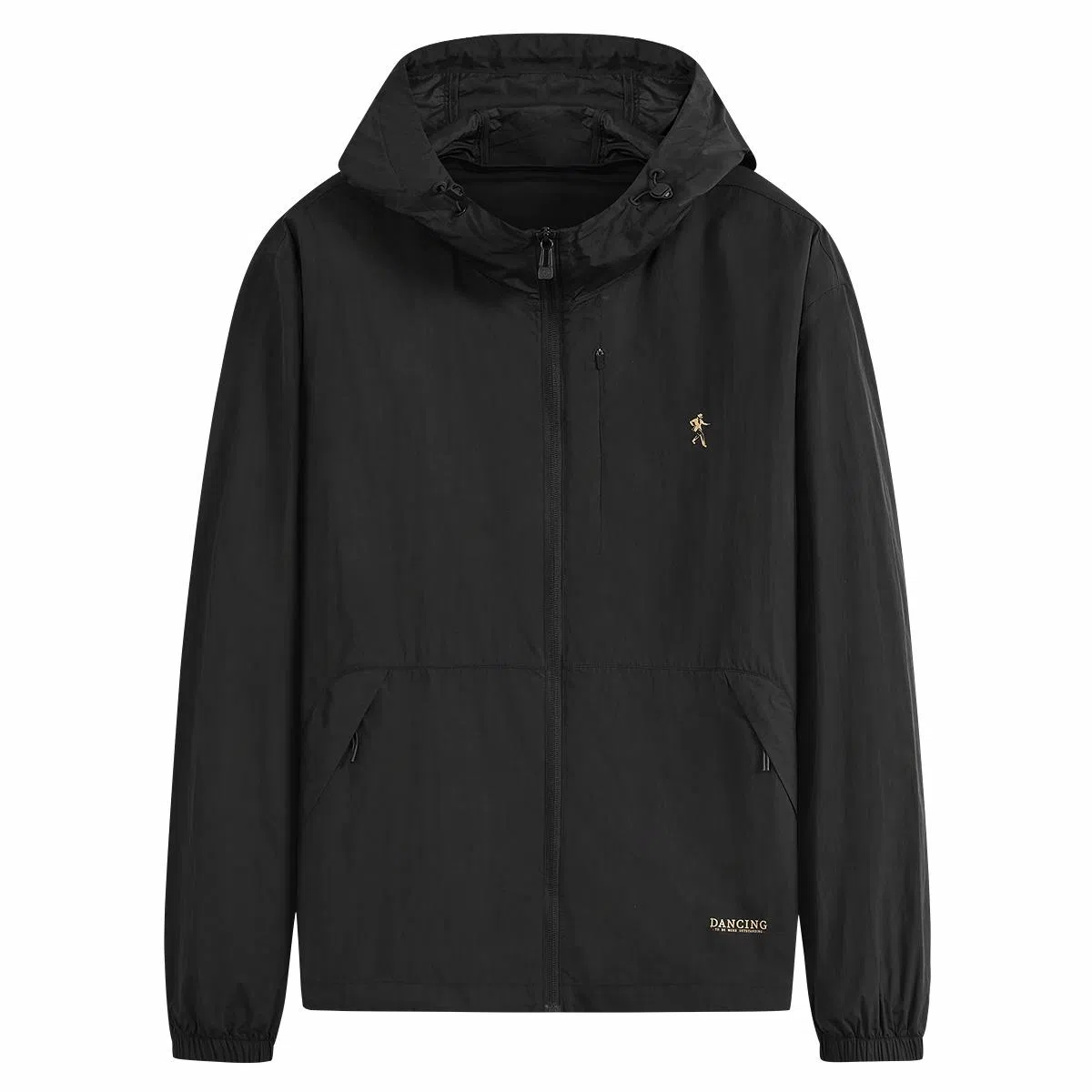 与狼共舞 透气简约宽松百搭舒适连帽纯色夹克外套 男款 黑色