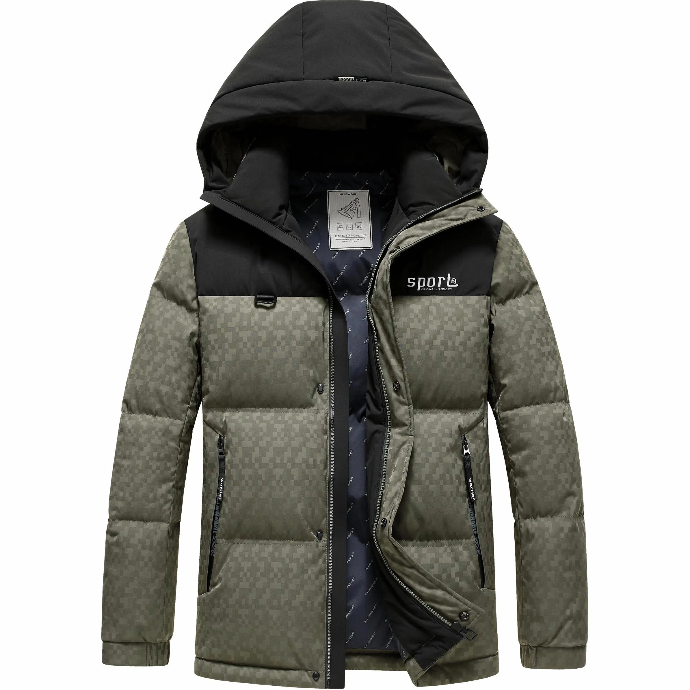 雅鹿 加厚连帽户外运动拼接撞色保暖羽绒服 男款