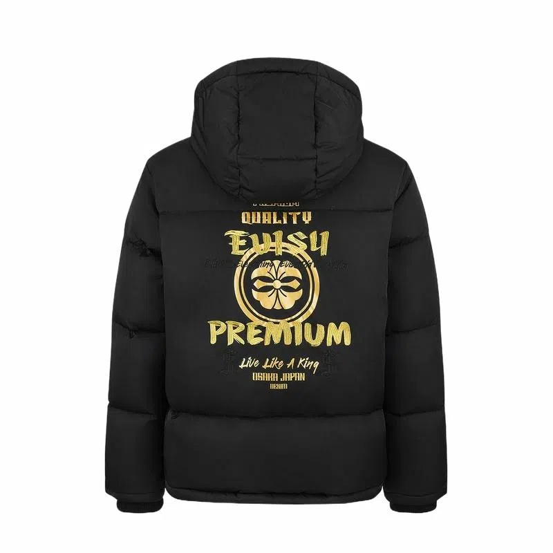 EVISU AW24 Floral Print Down Jacket Black