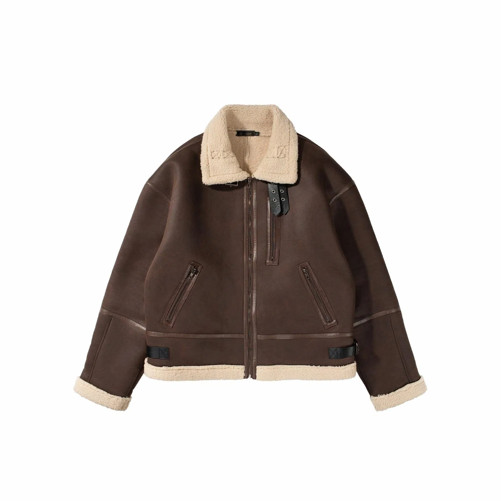 我是大卫 复古纯色百搭简约翻领夹克外套 男女同款 棕色