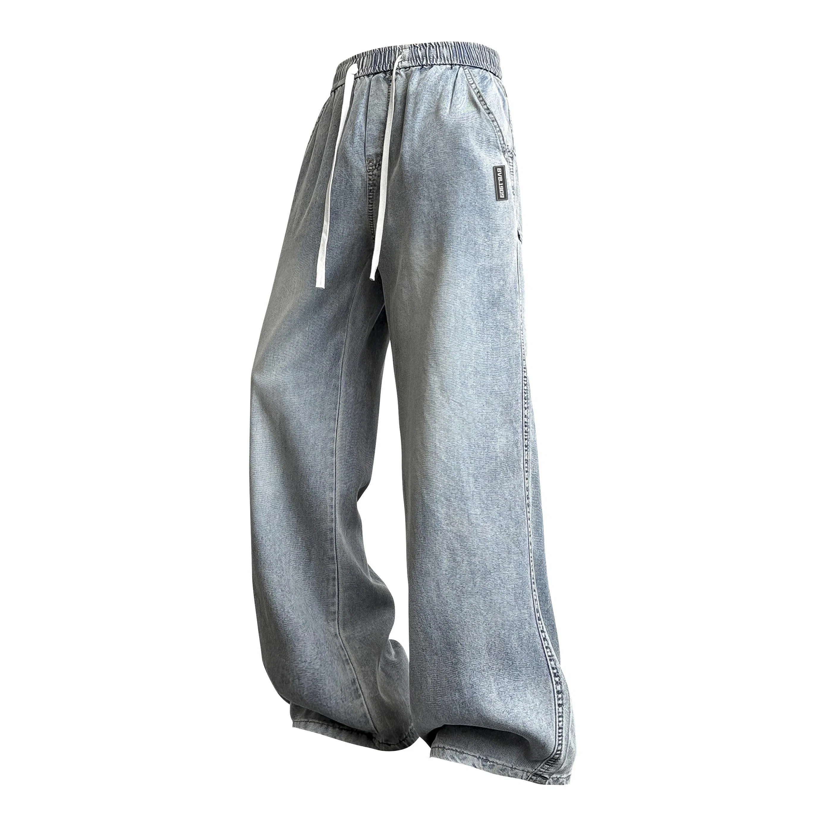 普鲁士多特蒙德 美式复古水洗高街做旧舒适亲肤透气直筒百搭废土风垂感休闲高街中腰宽松简约牛仔裤 男女同款