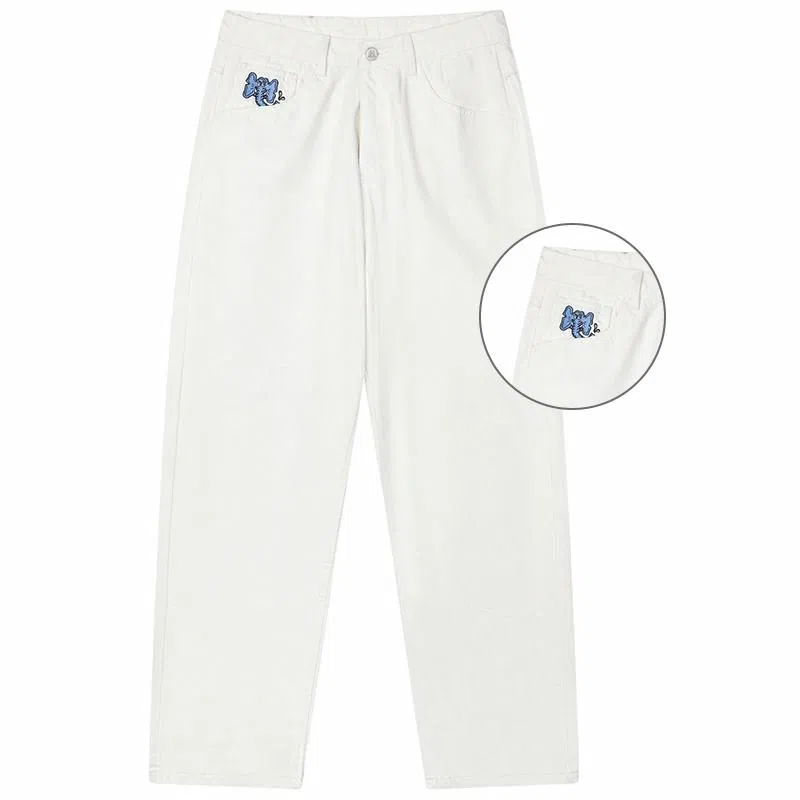 MIND ERROR Embroidered Logo Jeans