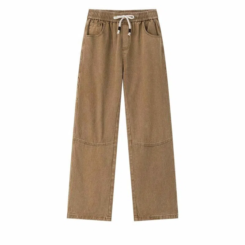 兔先森 美式复古重水洗做旧时尚潮牌直筒宽松休闲长裤牛仔裤 男女同款