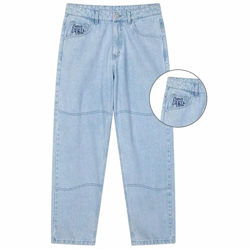 MIND ERROR Embroidered Logo Jeans