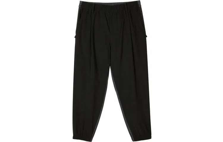 速写 牛仔拼接束脚针织休闲裤 男女同款