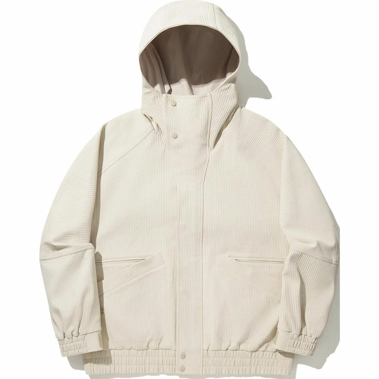 中国李宁 功夫系列 纯色连帽宽松透气舒适夹克外套 男款 燕麦灰