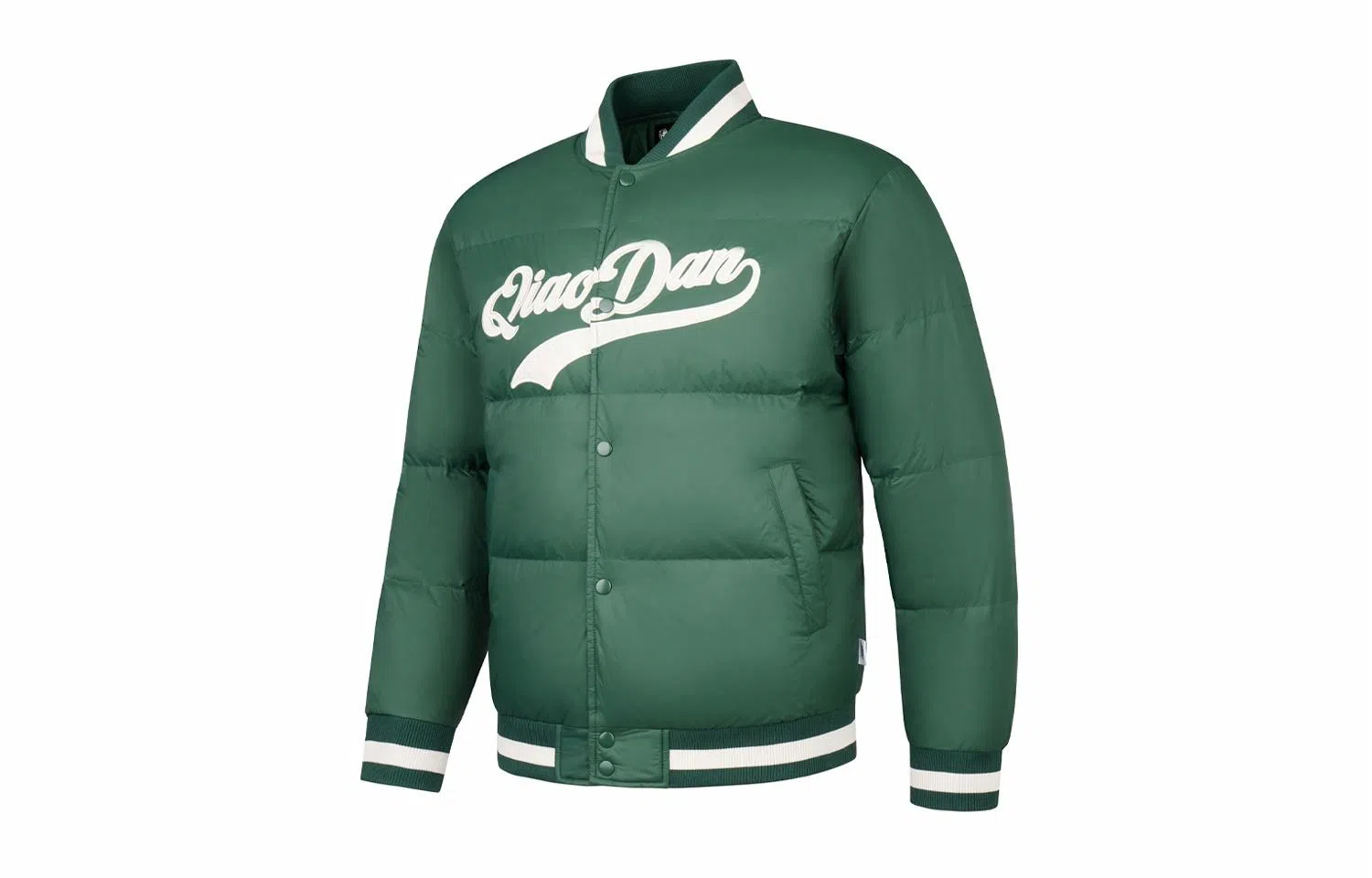 乔丹 运动生活系列 舒适休闲简约字母印花 宽松保暖防静电短款棒球羽绒服 男款 黛绿色