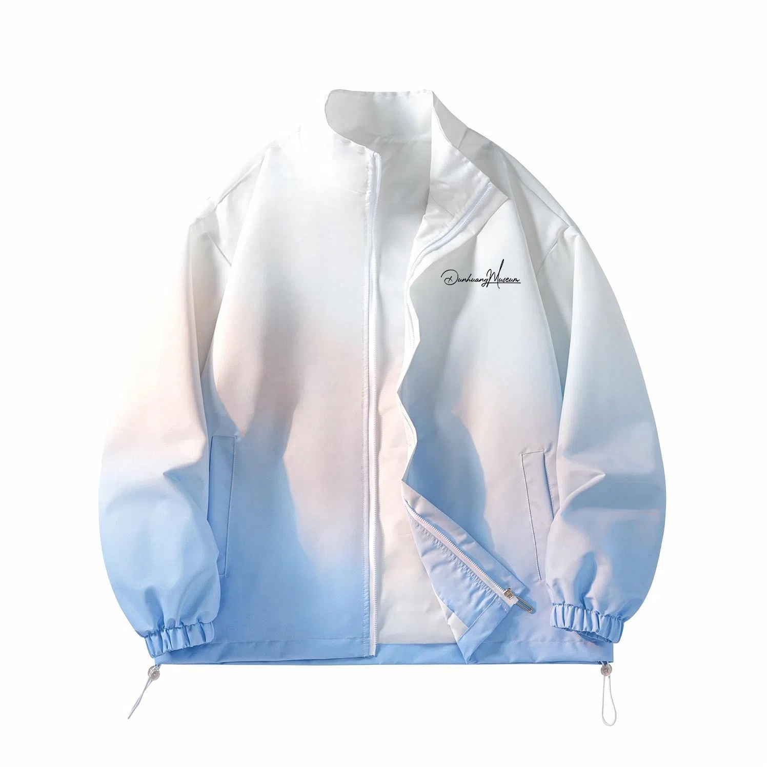 敦煌博物馆 复古学院风渐变拼色休闲宽松户外机能防风防水立领夹克外套 男女同款