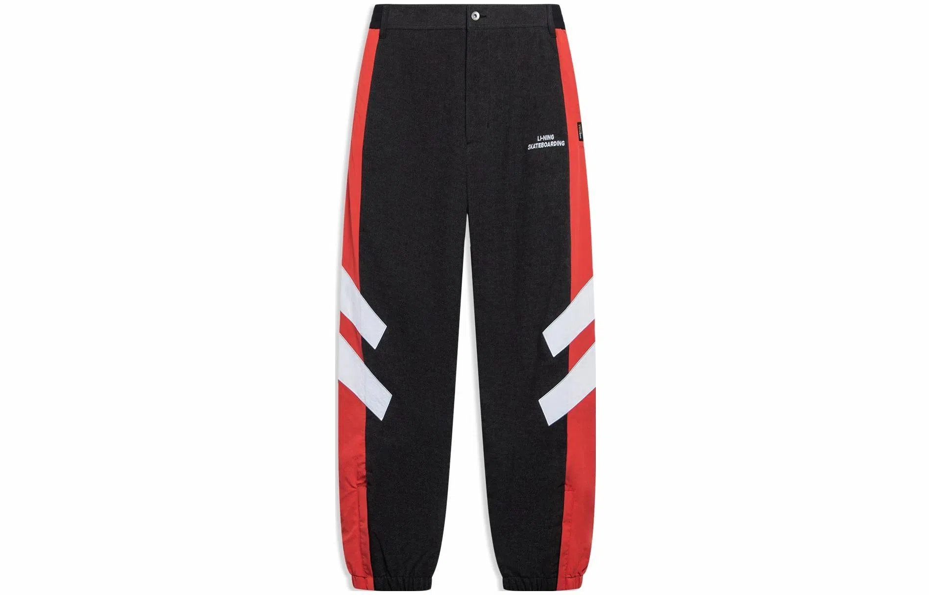 李宁 滑板系列 拼接撞色束脚宽松休闲裤 男款 黑色