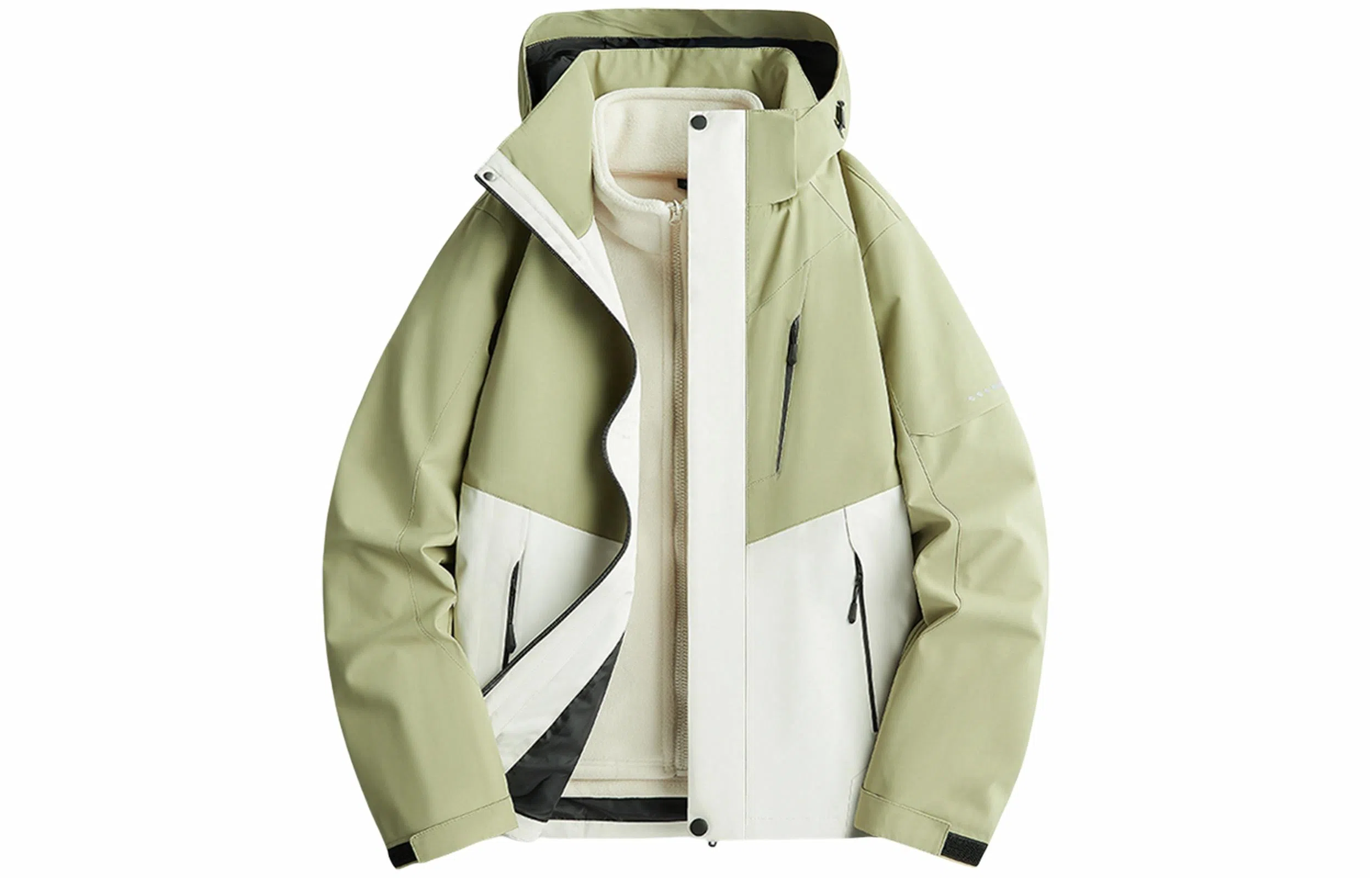 木林森 户外防风防雨防泼水可拆卸帽拼接拼色登山服夹克外套 男女同款