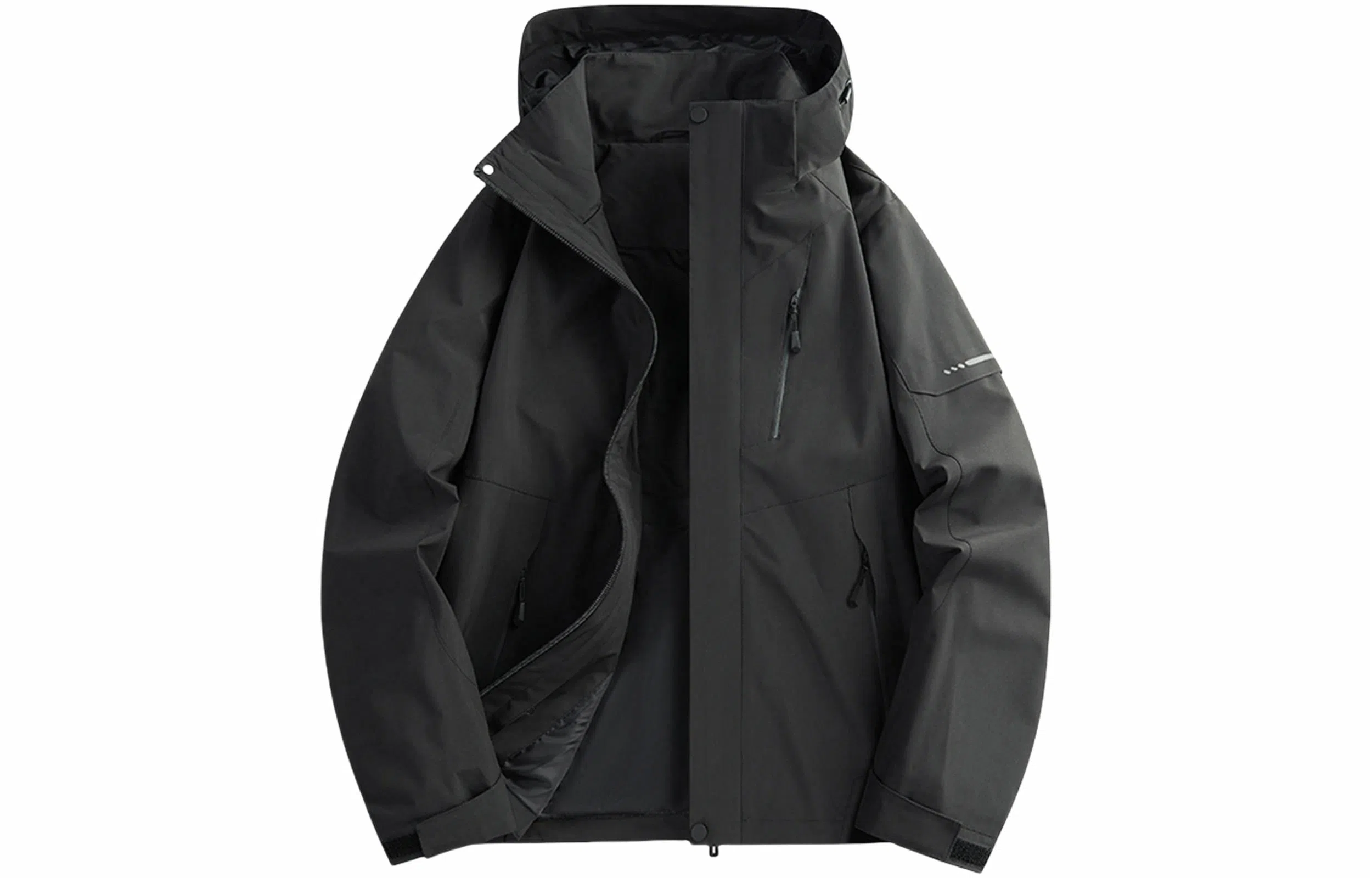 木林森 户外防风防雨防泼水可拆卸帽拼接拼色登山服夹克外套 男女同款