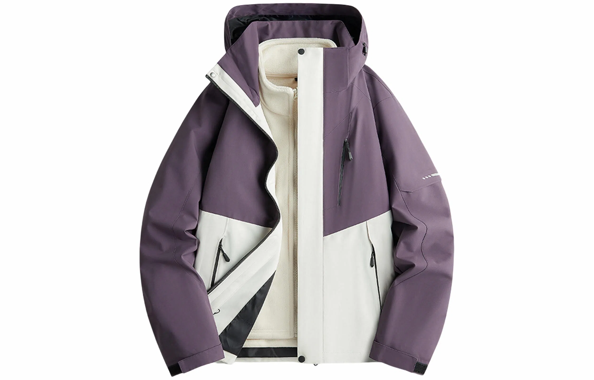 木林森 户外防风防雨防泼水可拆卸帽拼接拼色登山服夹克外套 男女同款