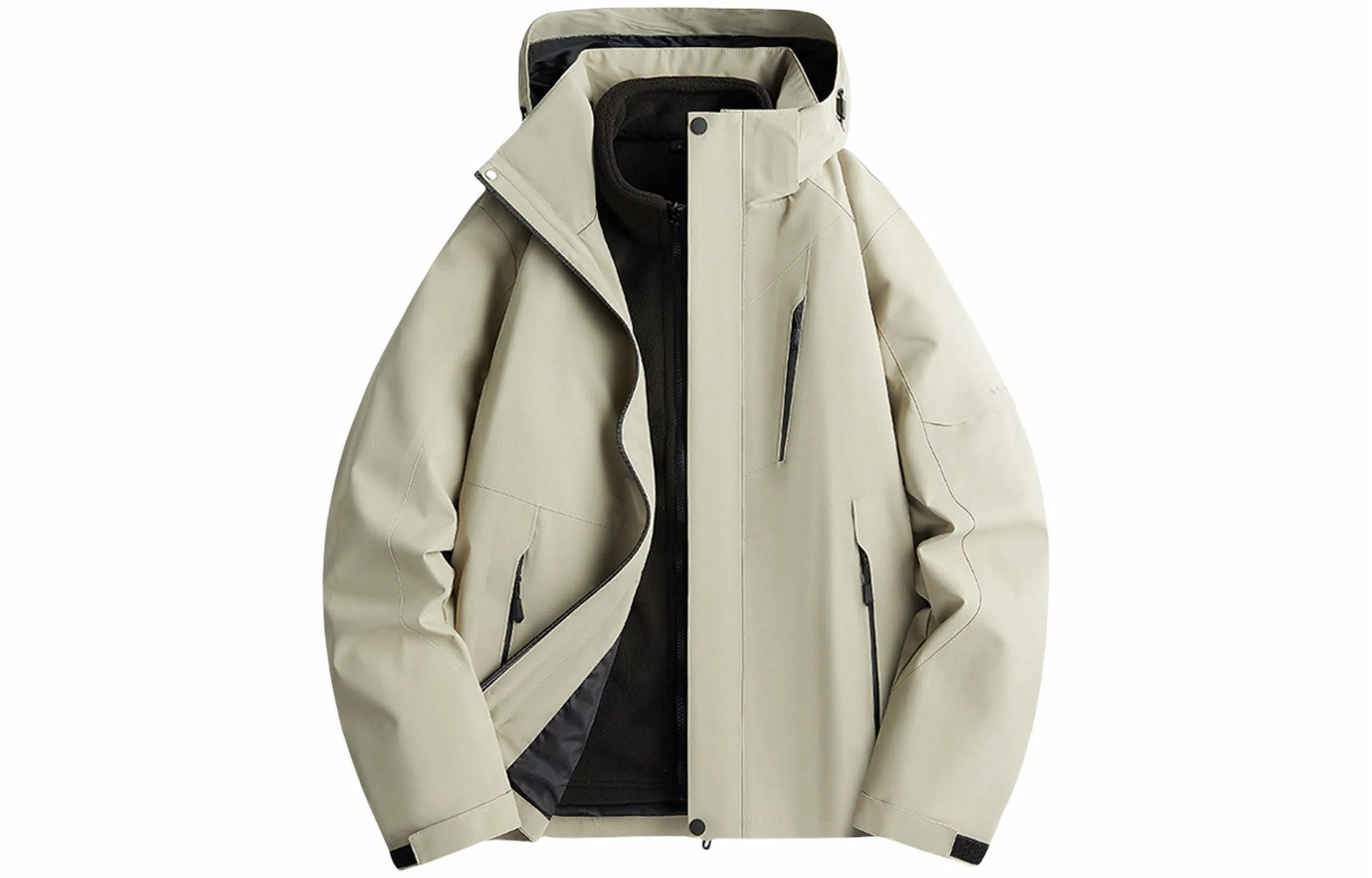 木林森 户外防风防雨防泼水可拆卸帽拼接拼色登山服夹克外套 男女同款