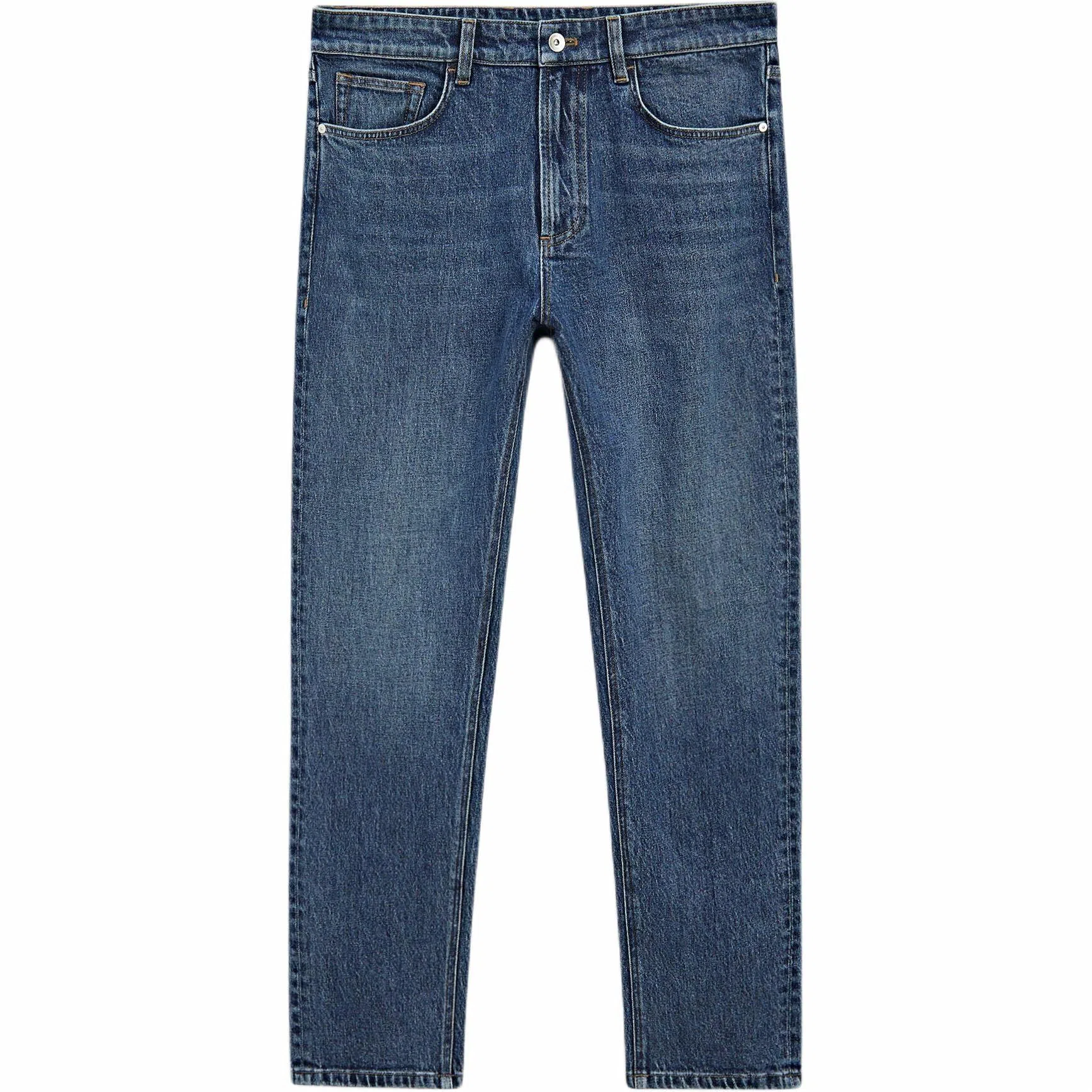 Massimo Dutti Mid-Rise Tapered Jeans Blue