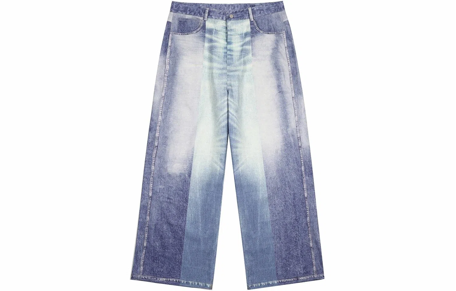 LOSTCTRL 3D Digital Print Wide Leg Jeans Blue