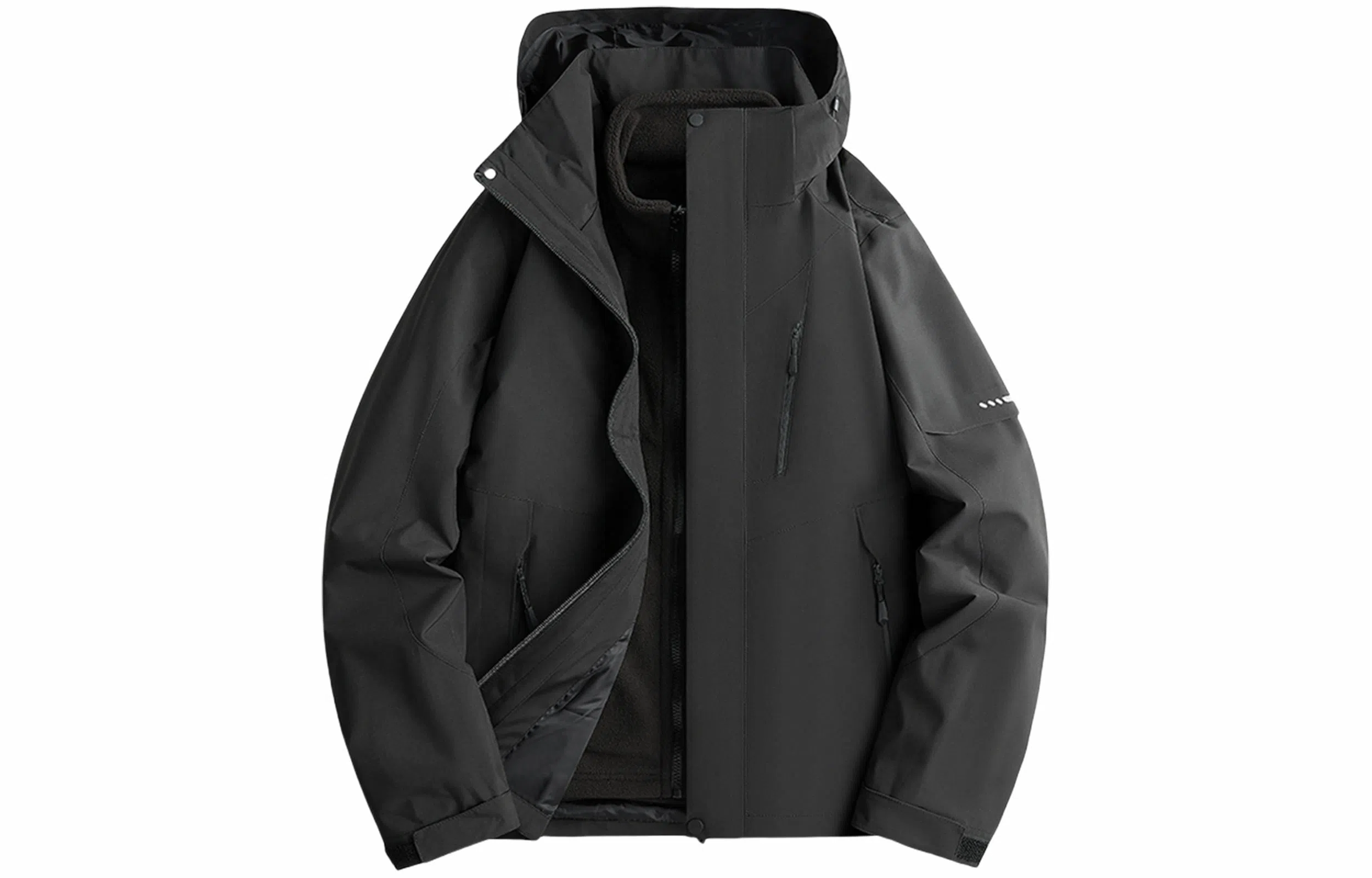 木林森 户外防风防雨防泼水可拆卸帽拼接拼色登山服夹克外套 男女同款