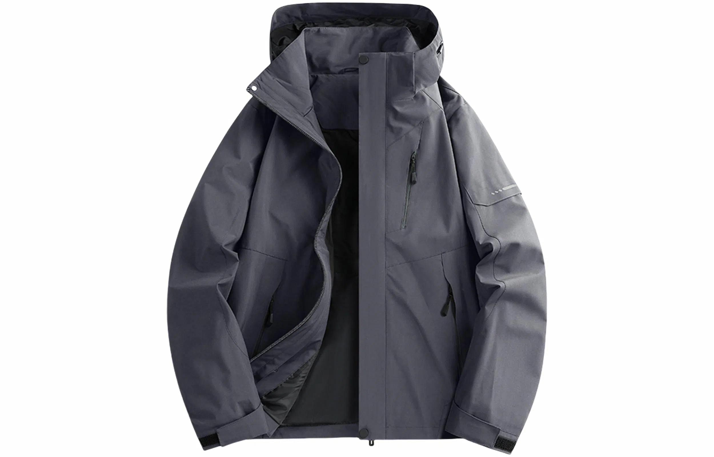 木林森 户外防风防雨防泼水可拆卸帽拼接拼色登山服夹克外套 男女同款