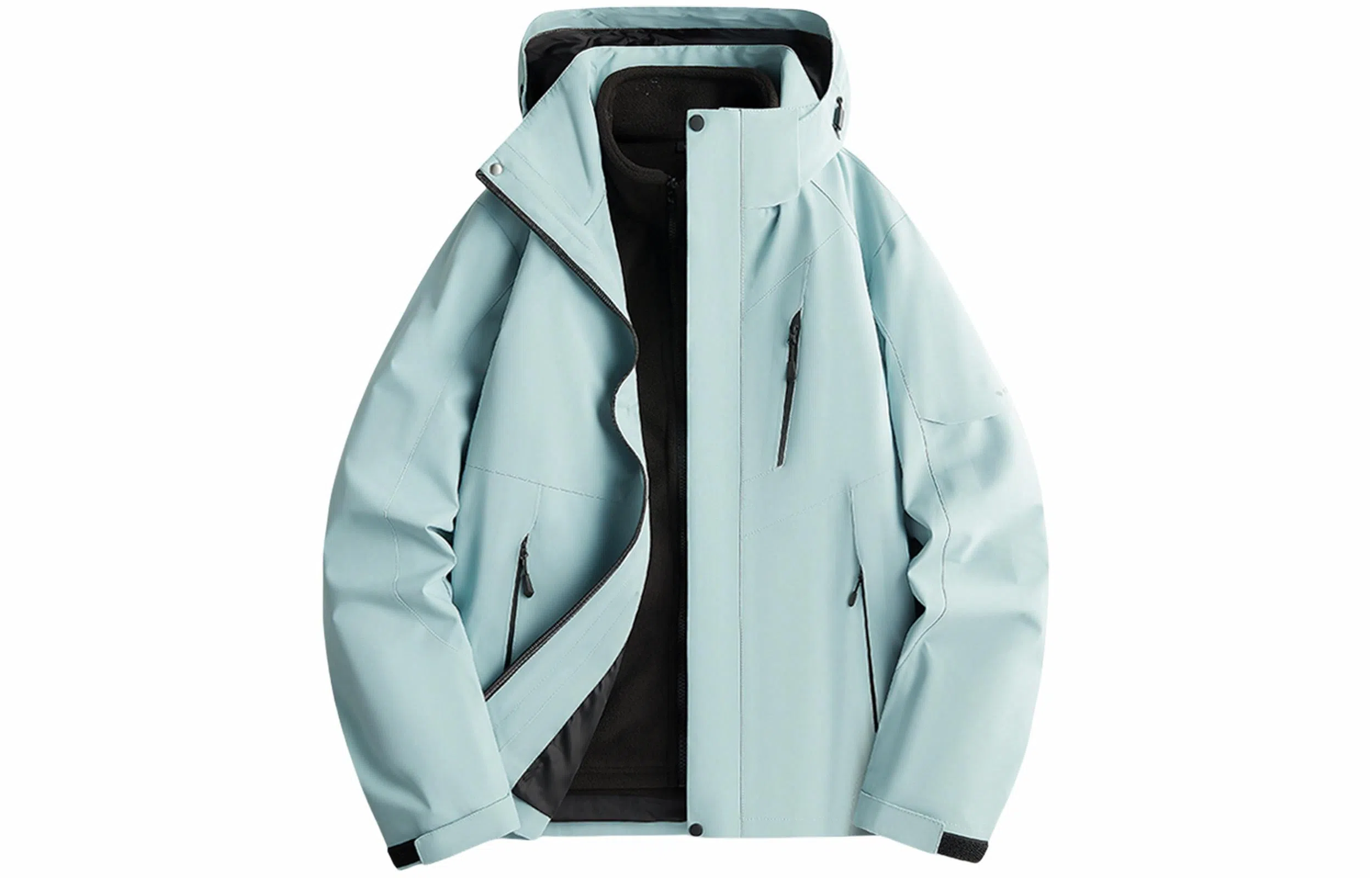 木林森 户外防风防雨防泼水可拆卸帽拼接拼色登山服夹克外套 男女同款