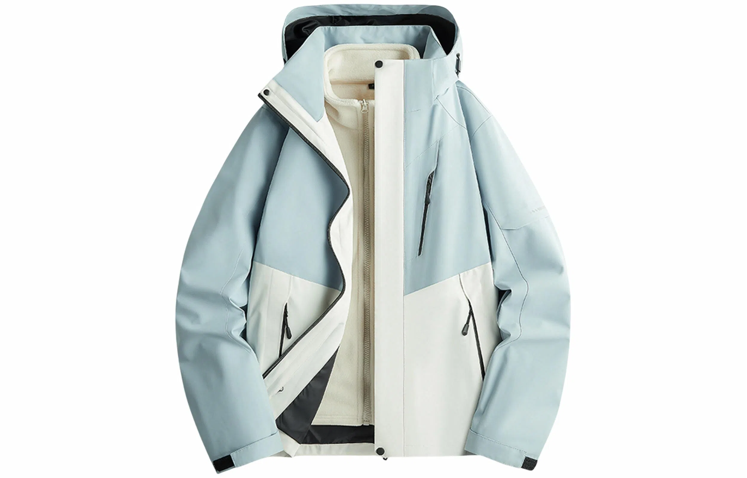 木林森 户外防风防雨防泼水可拆卸帽拼接拼色登山服夹克外套 男女同款