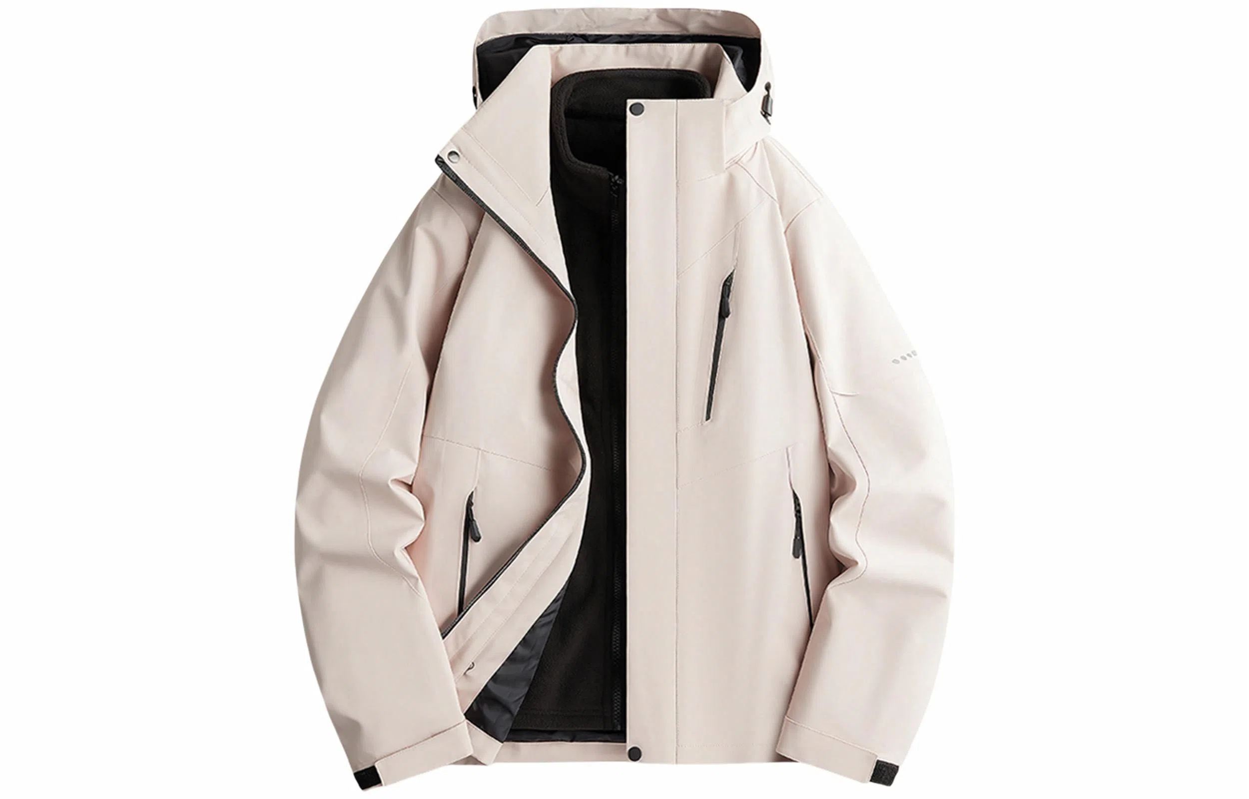 木林森 户外防风防雨防泼水可拆卸帽拼接拼色登山服夹克外套 男女同款