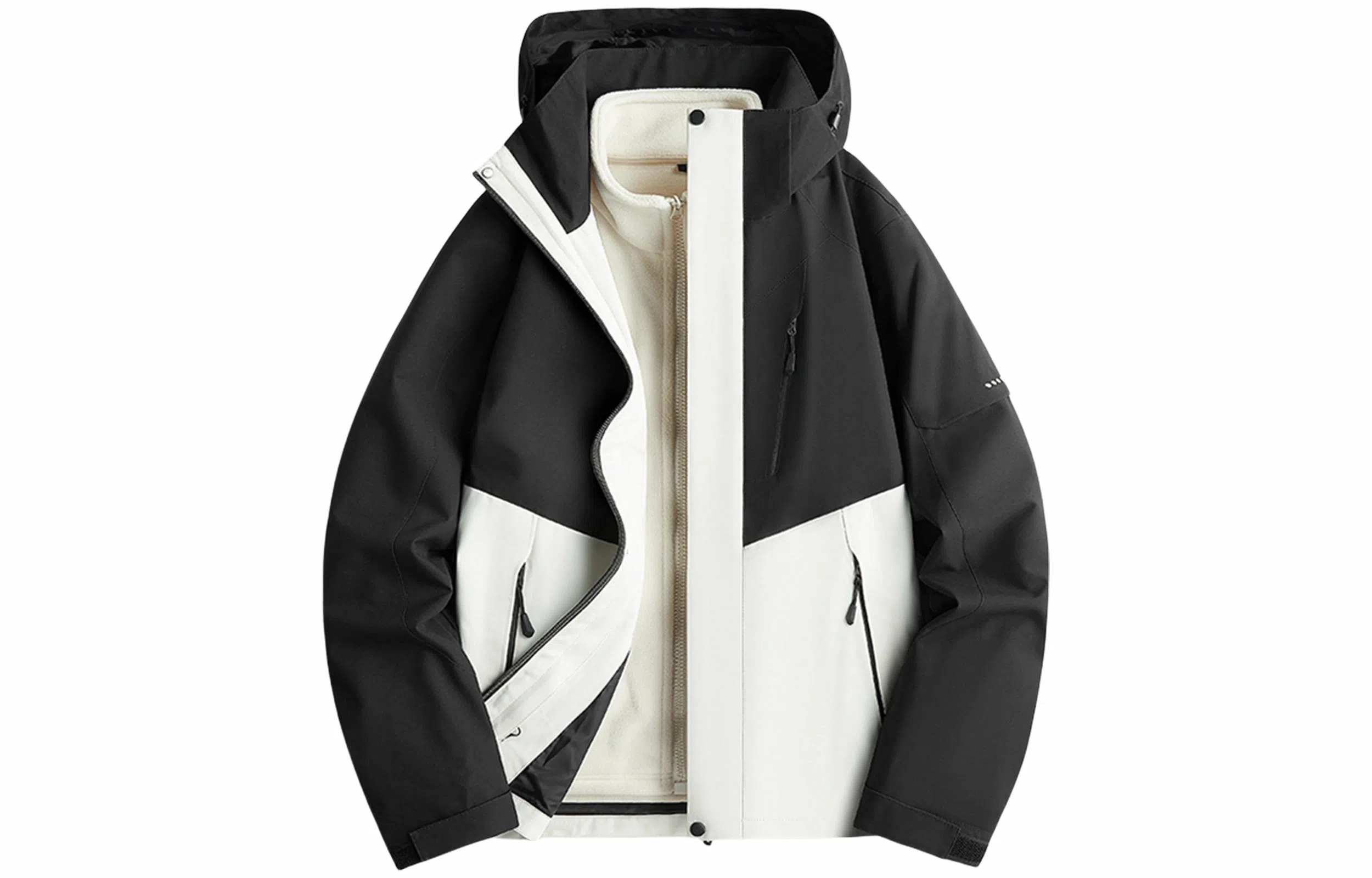 木林森 户外防风防雨防泼水可拆卸帽拼接拼色登山服夹克外套 男女同款