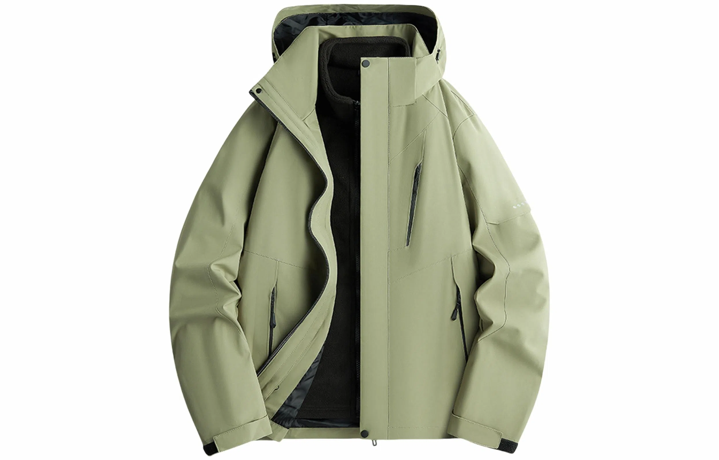 木林森 户外防风防雨防泼水可拆卸帽拼接拼色登山服夹克外套 男女同款