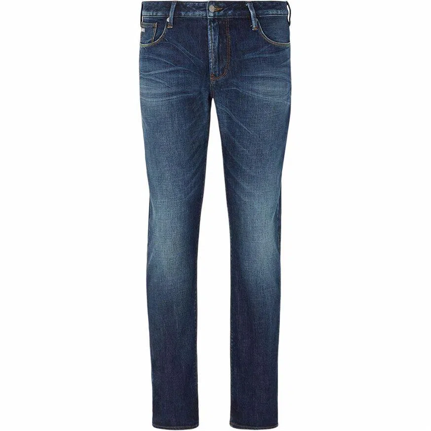 EMPORIO ARMANI J06 Slim-Fit Bleached-Effect Comfort-Denim Jeans