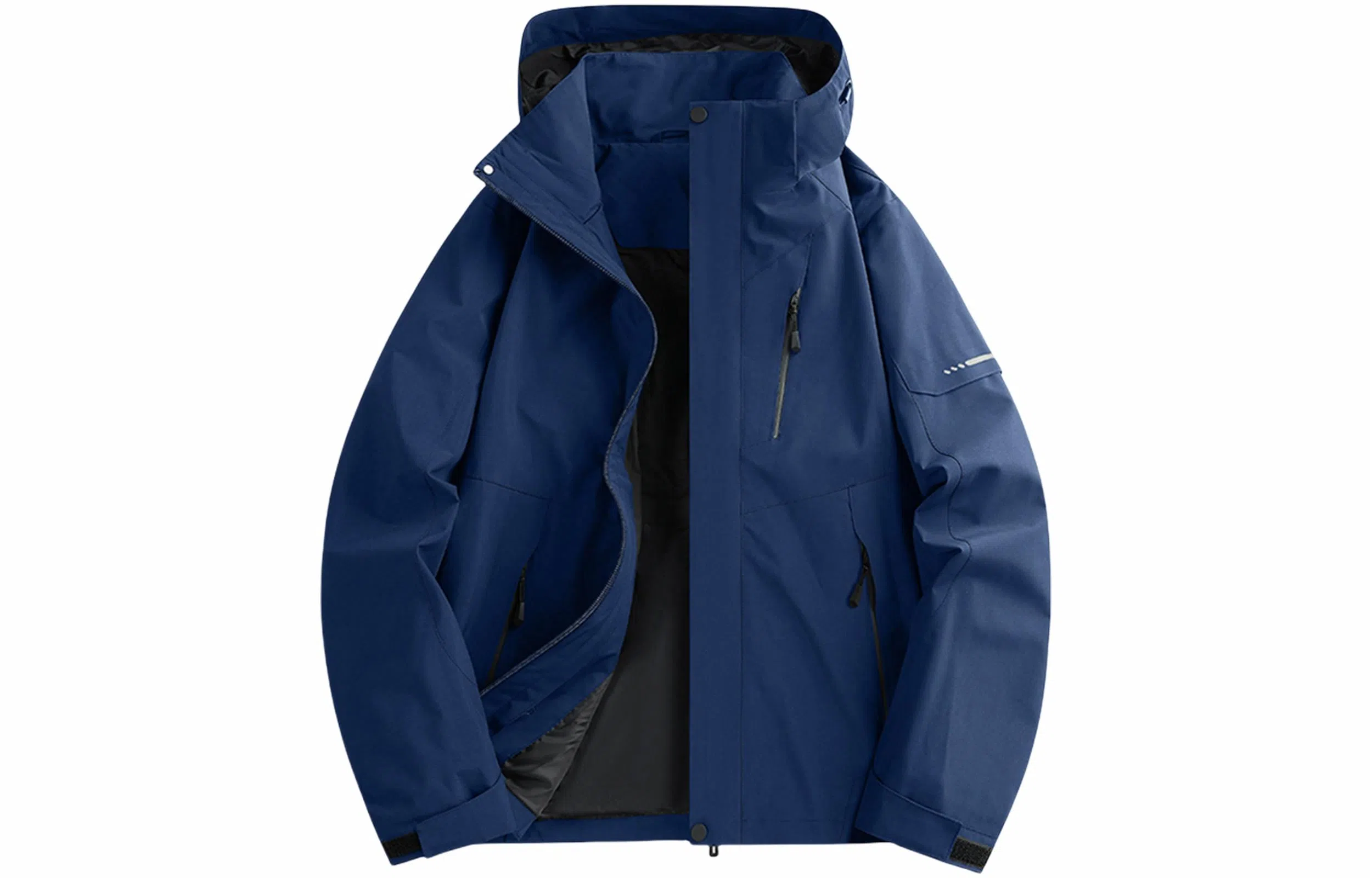 木林森 户外防风防雨防泼水可拆卸帽拼接拼色登山服夹克外套 男女同款
