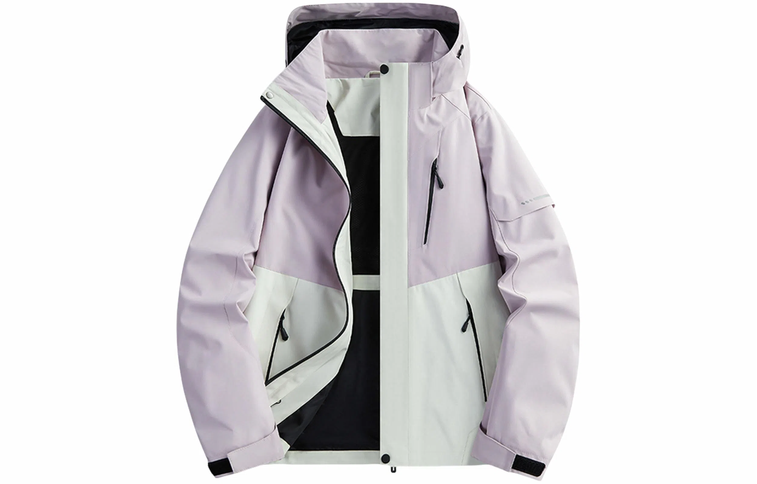 木林森 户外防风防雨防泼水可拆卸帽拼接拼色登山服夹克外套 男女同款