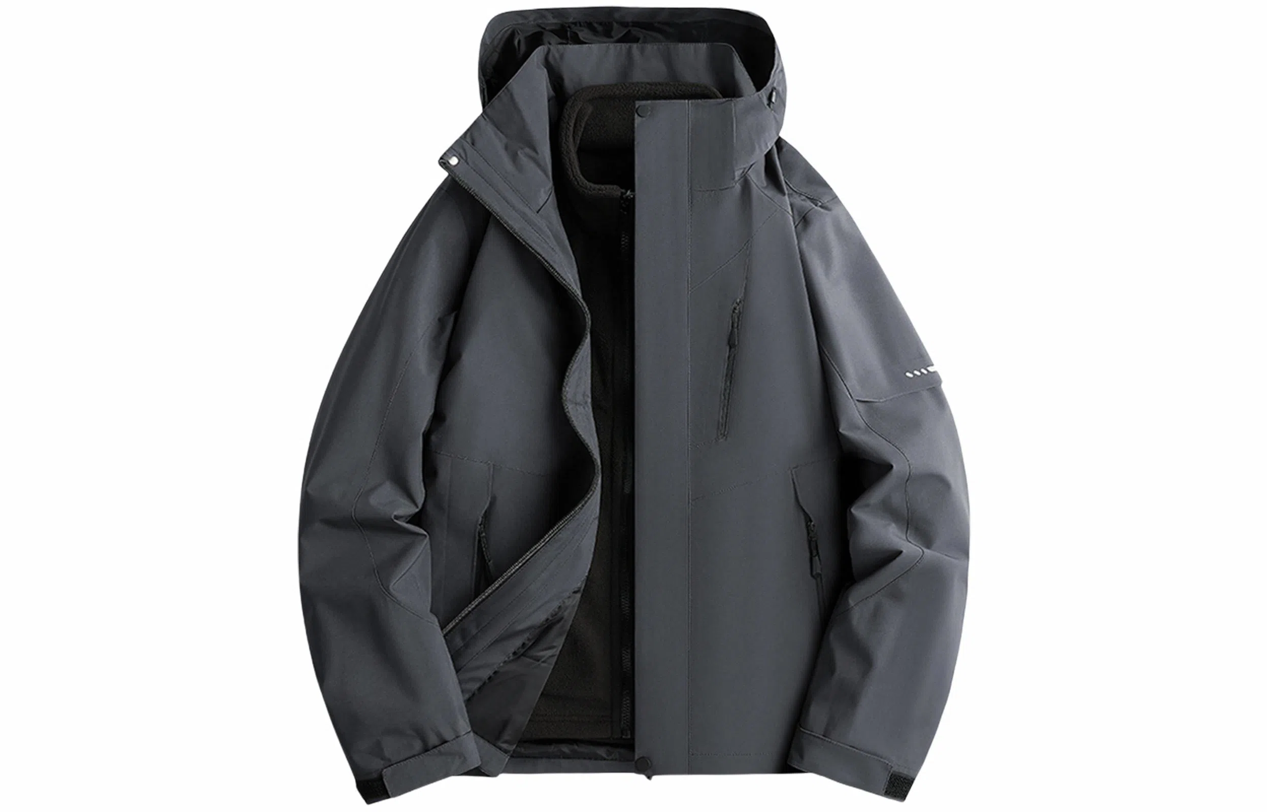 木林森 户外防风防雨防泼水可拆卸帽拼接拼色登山服夹克外套 男女同款