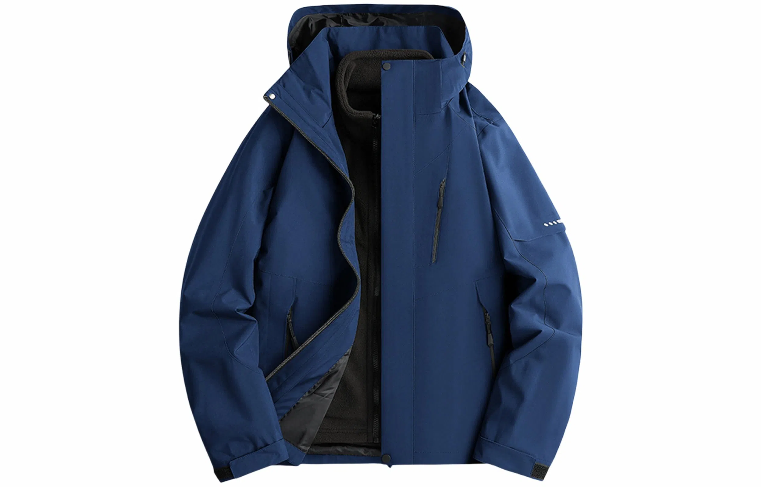 木林森 户外防风防雨防泼水可拆卸帽拼接拼色登山服夹克外套 男女同款