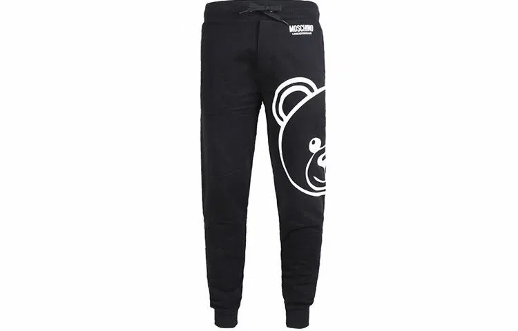 MOSCHINO Bear Logo Drawstring Pants Black