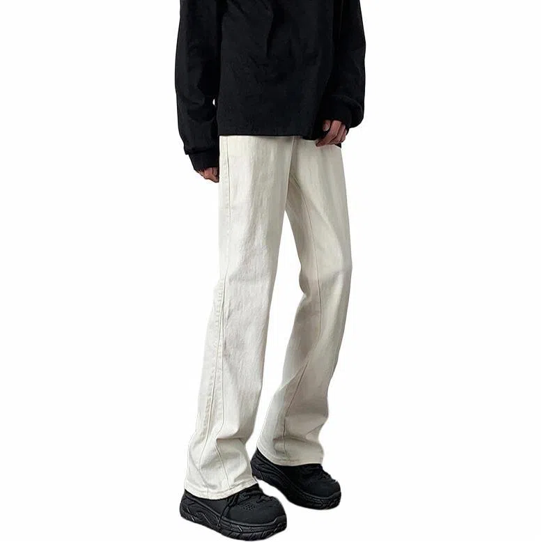 物质公式 复古水洗美式高街宽松做旧基础款百搭透气休闲高腰牛仔裤 男女同款