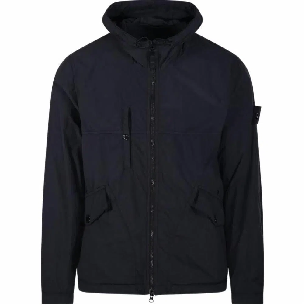 Stone Island SS25 Phantom Nylon Hooded Zip Jacket Black