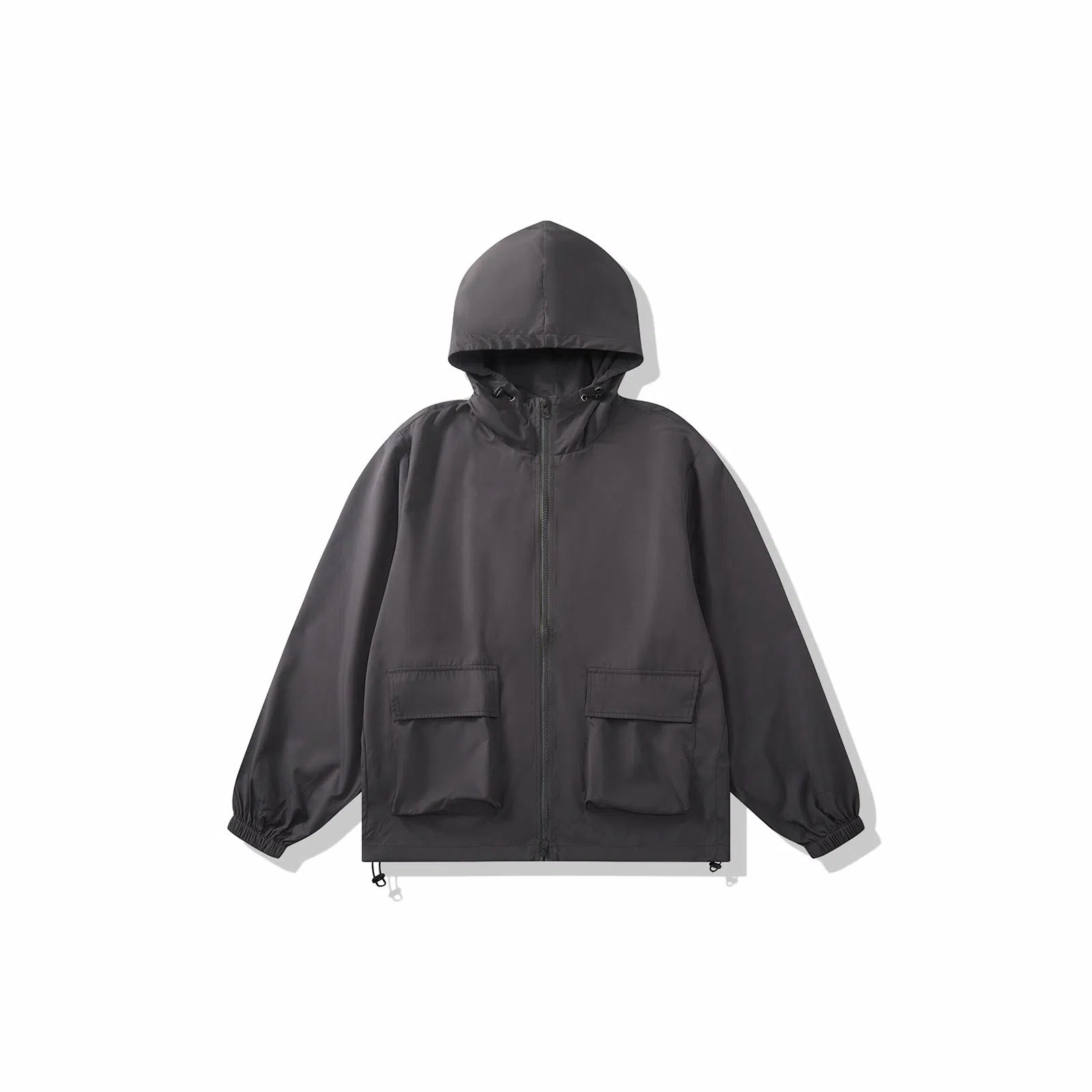 我是大卫 美式运动宽松百搭短款风衣港风工装大口袋连帽夹克外套 通用 深灰色