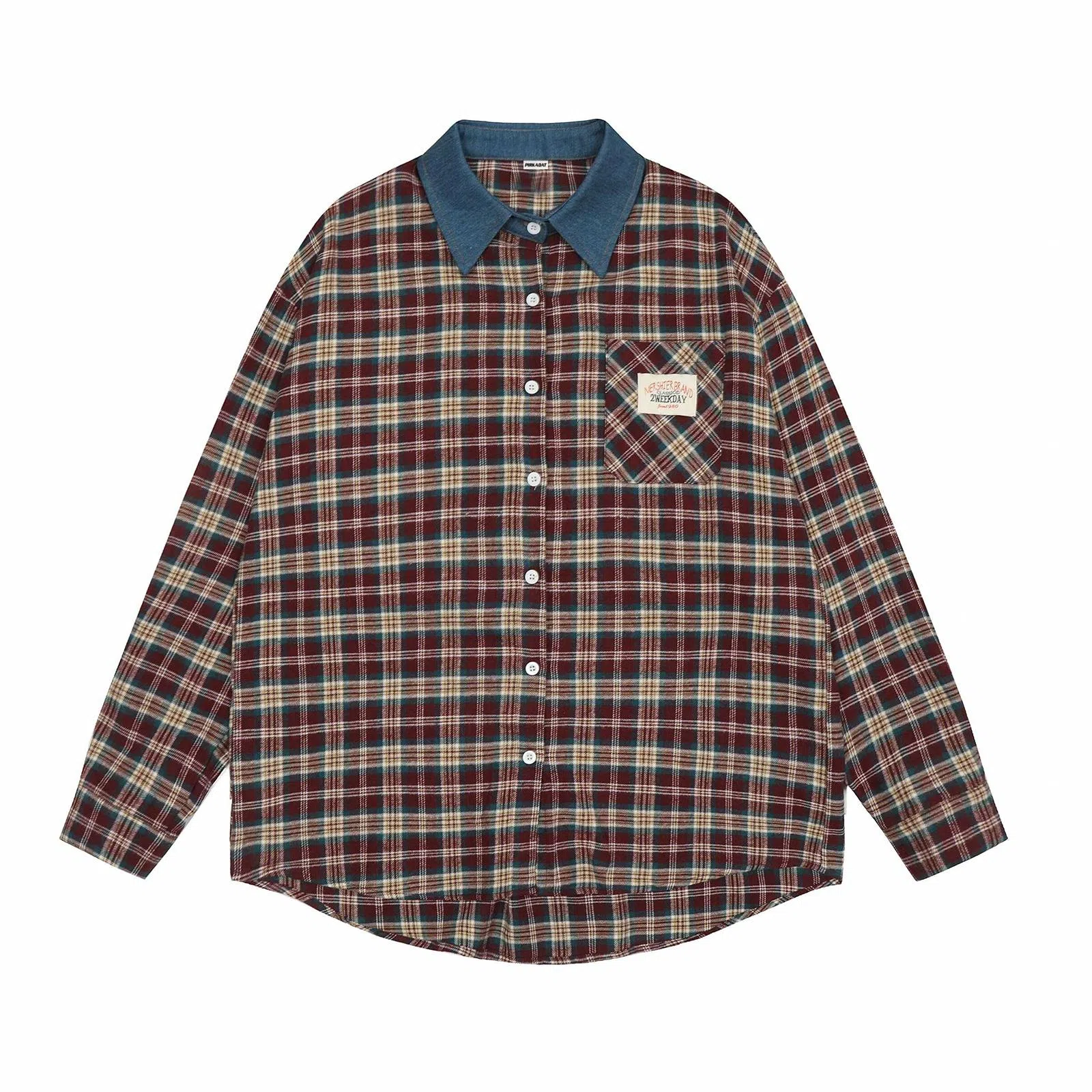 Pirkadat Plaid Denim Collar Shirt