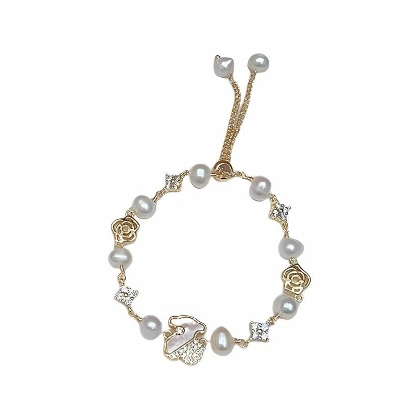 【快乐续费】 指尖瑰宝 生活的仪式感是偷偷爱自己的理由 通勤百搭小熊手饰轻奢气质小众精致温柔简约日常 珍珠 手链 女款