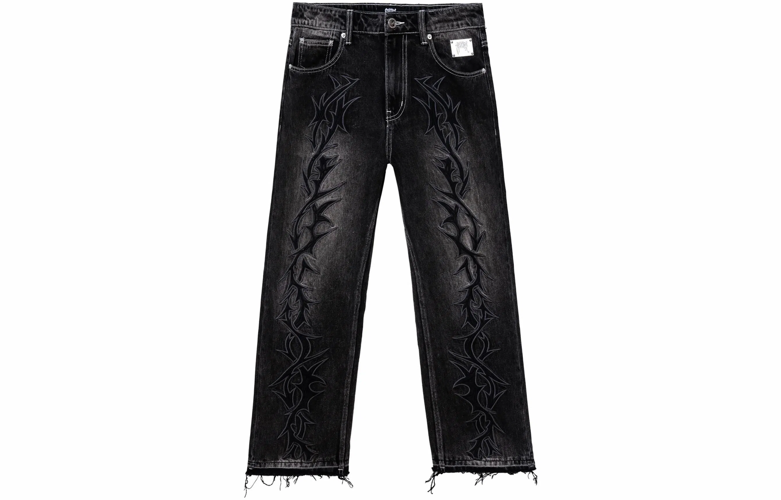 Revenge Embroidered Jeans Black