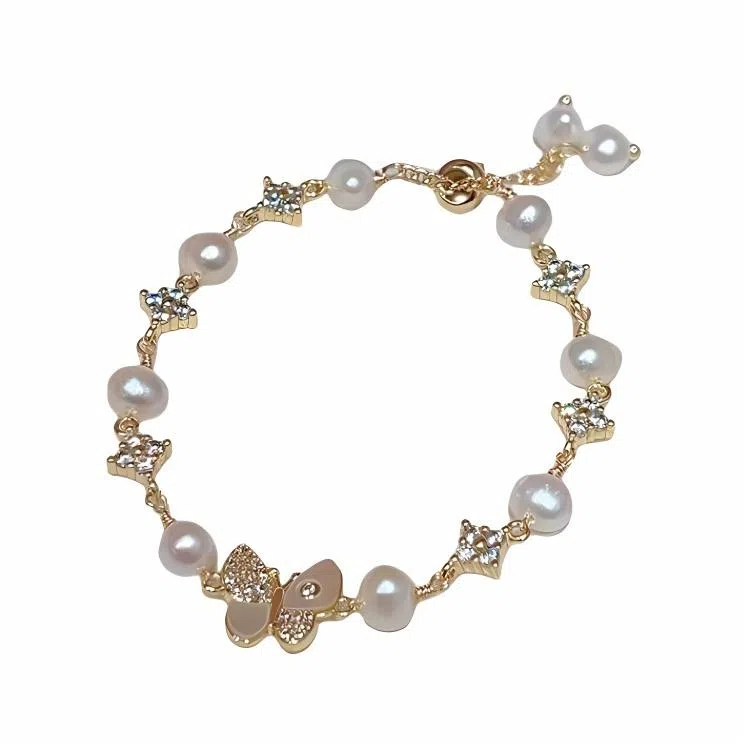 指尖瑰宝 温柔点缀 简约时尚优雅百搭蝴蝶小熊手饰高级显白甜美温柔森系精致小清新小众设计感#好运 珍珠 手链 女款